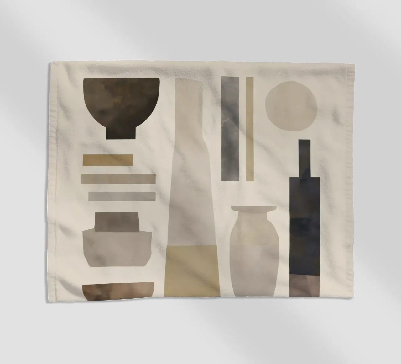 Boho Balance – Neutral Shapes and Objects beach towel by Aralyn