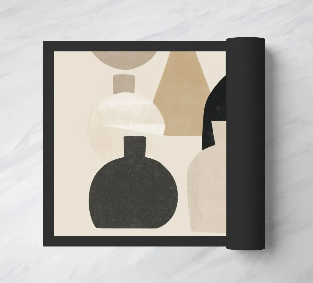Bodegón boho - Formas abstractas en tonos neutros felpudo de Aralyn