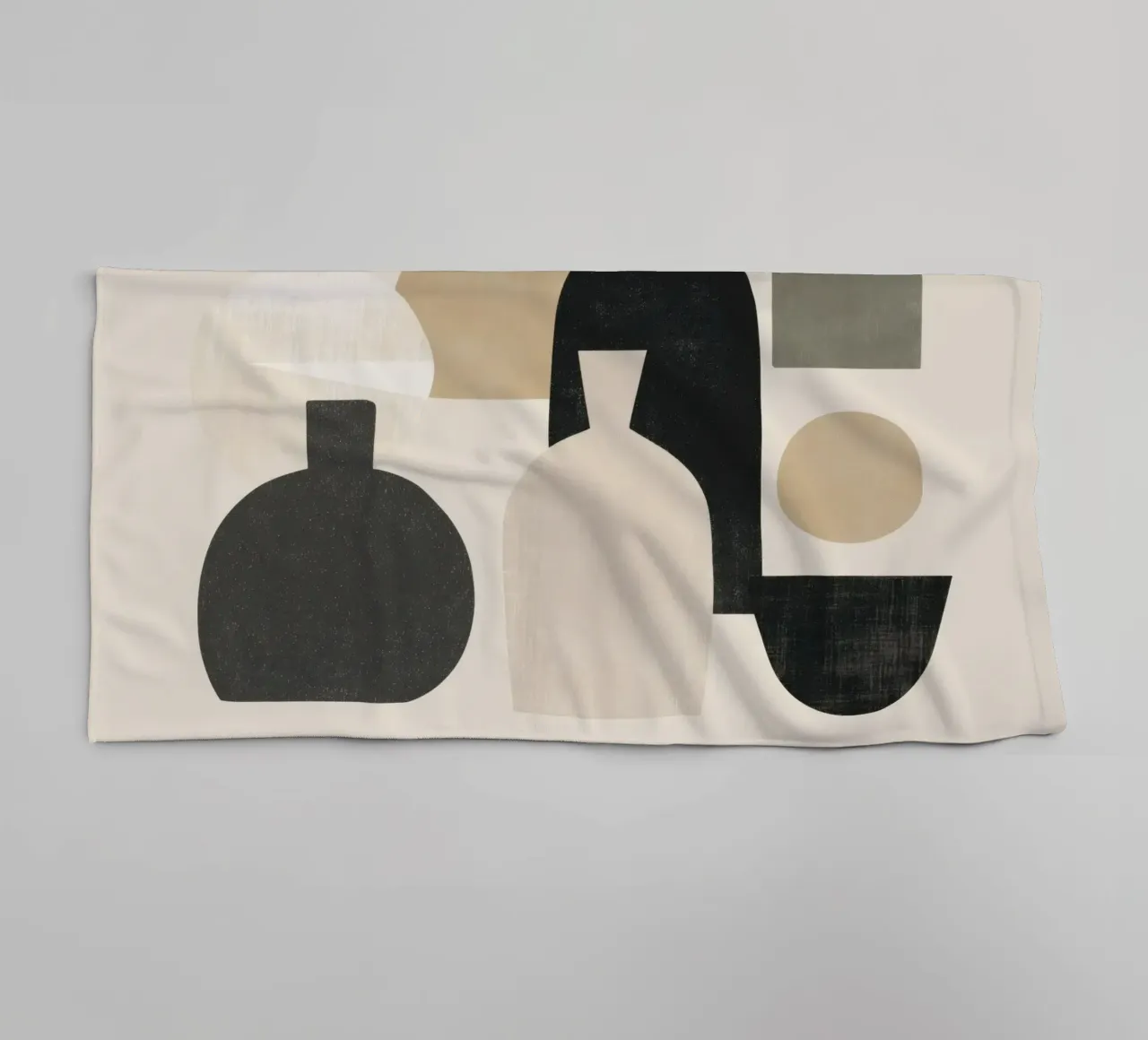 Bodegón boho - Formas abstractas en tonos neutros toalla de baño de Aralyn