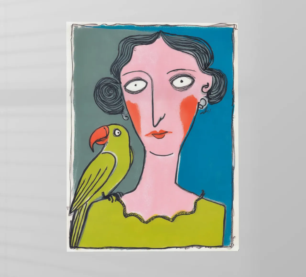 Donna pappagallo | Outsider art colorata neo-naif pellicola backlit da Autofocus
