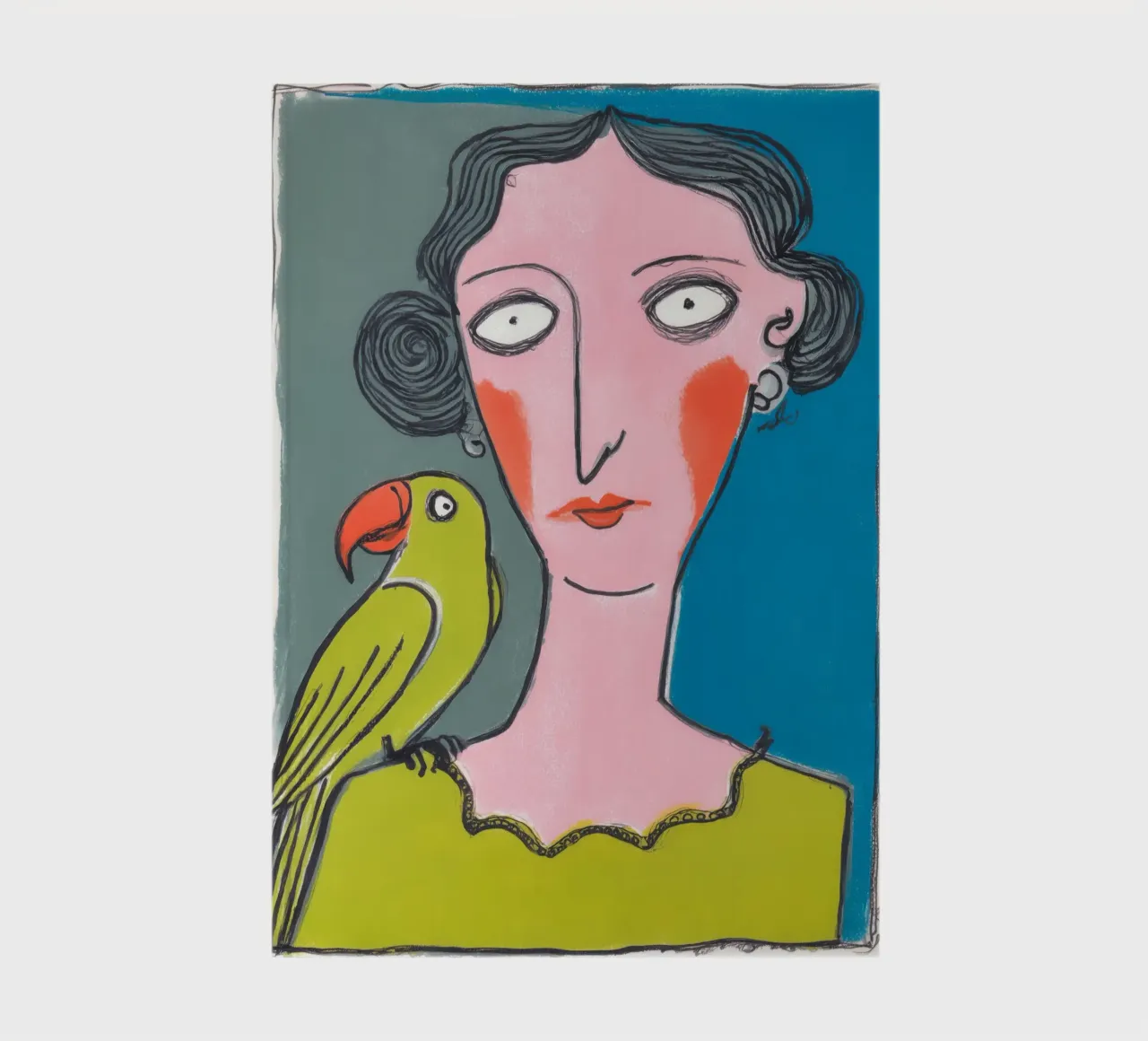 Donna pappagallo | Outsider art colorata neo-naif diario da Autofocus