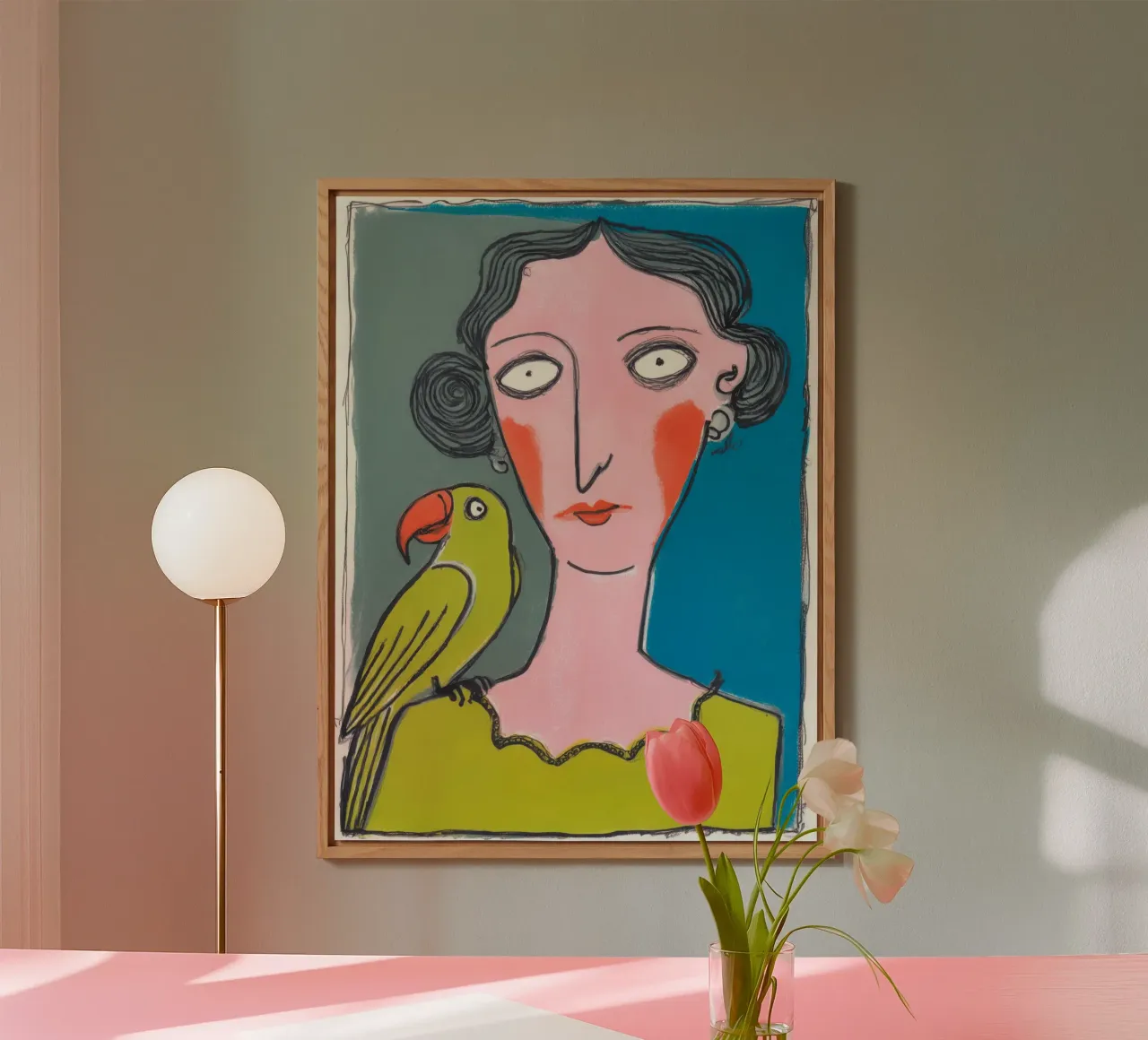 Donna pappagallo | Outsider art colorata neo-naif pannello forex da Autofocus