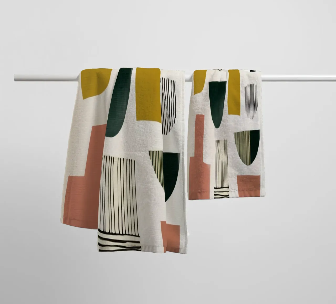Stilleven - abstracte vormen in aardetinten badhanddoek van Aralyn