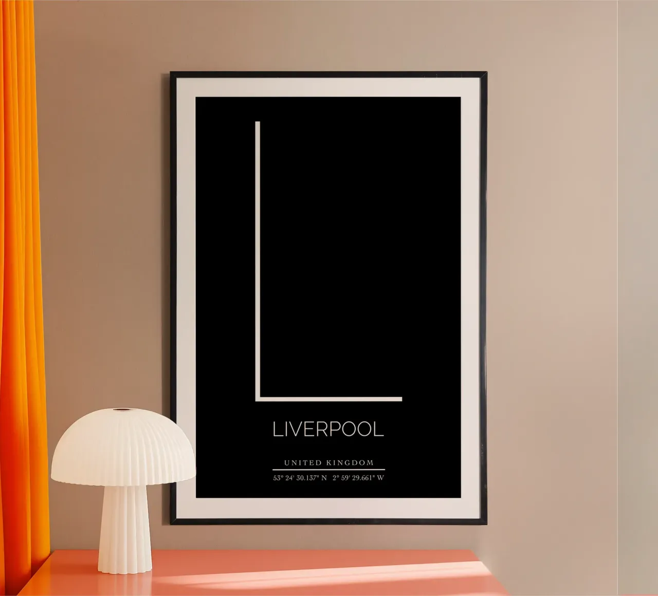 LIVERPOOL - black poster with aluminum frame by CityLights