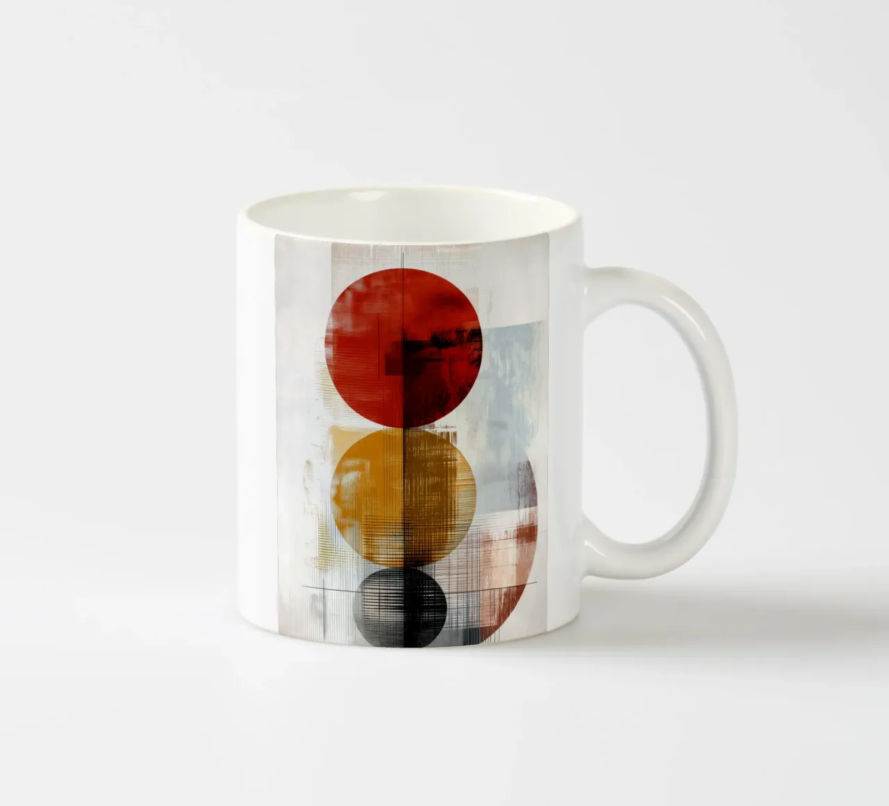 Géométrie texturée en rouge, jaune et noir mug en céramique de Aralyn