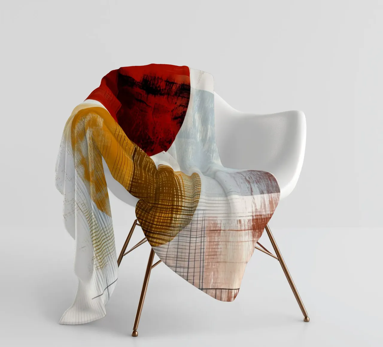 Geometria strutturata in rosso, giallo e nero coperta in pile da Aralyn
