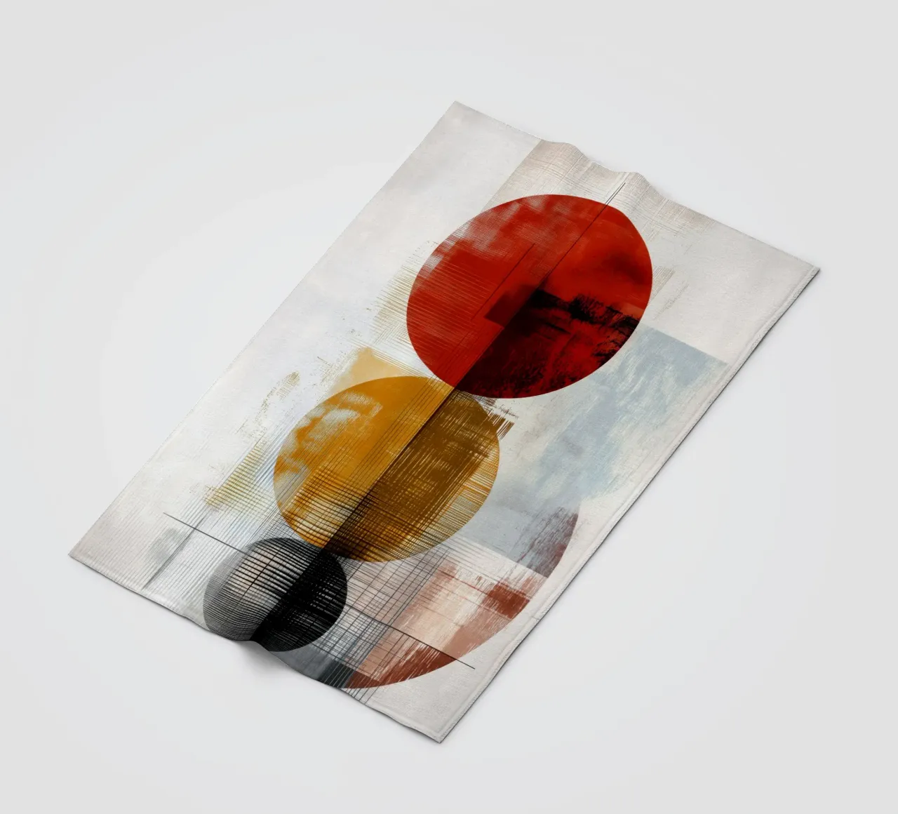 Geometria strutturata in rosso, giallo e nero coperta in pile da Aralyn