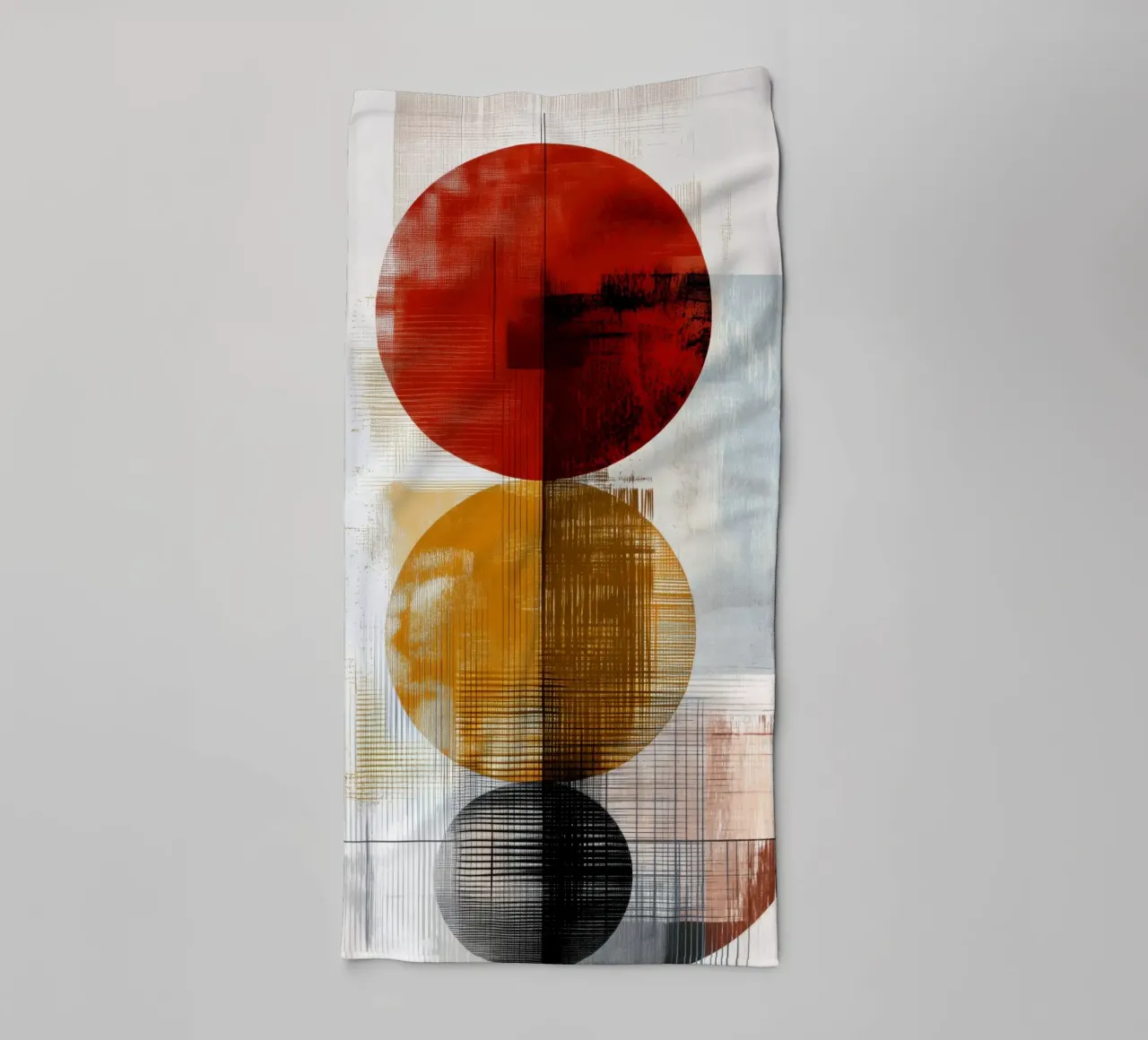 Géométrie texturée en rouge, jaune et noir serviette de bain de Aralyn