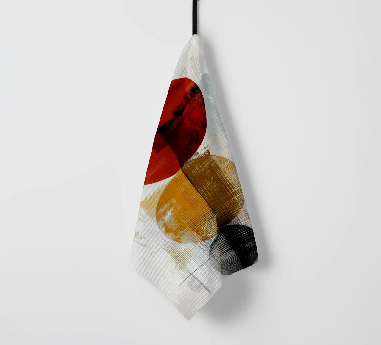 Géométrie texturée en rouge, jaune et noir torchon de Aralyn