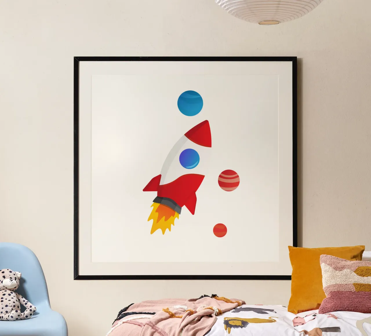 Rocket Illustration poster with plastic frame by Astro Aesthetics