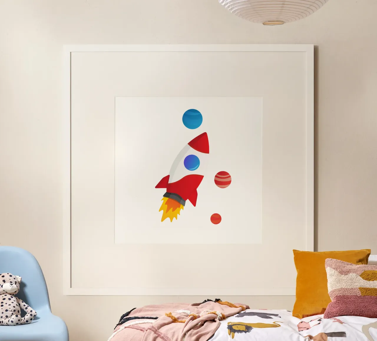 Rocket Illustration poster with plastic frame by Astro Aesthetics