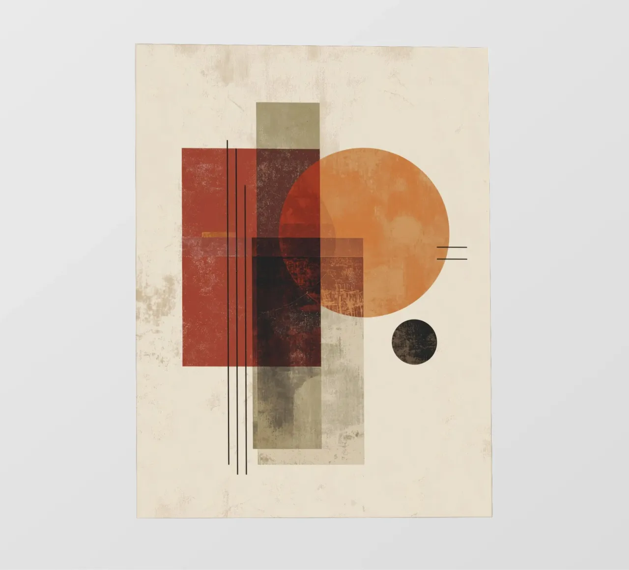 Retro-Geometrische Kunst in Rost und Beige Backlit Folie von Aralyn