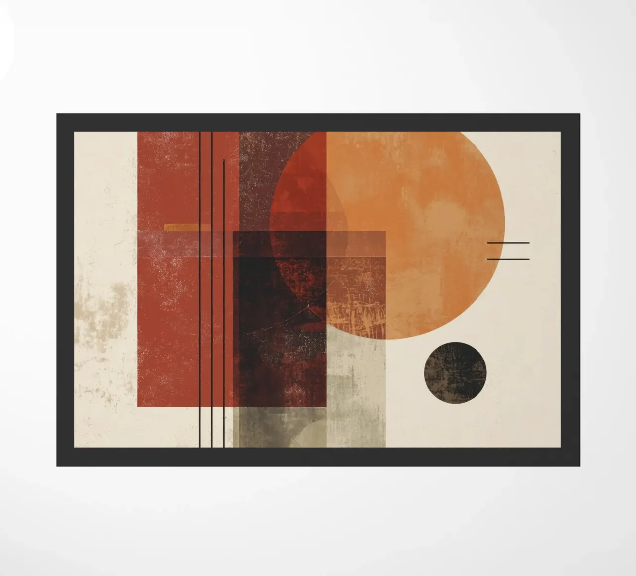 Retro Geometry Art in Rust and Beige doormat by Aralyn