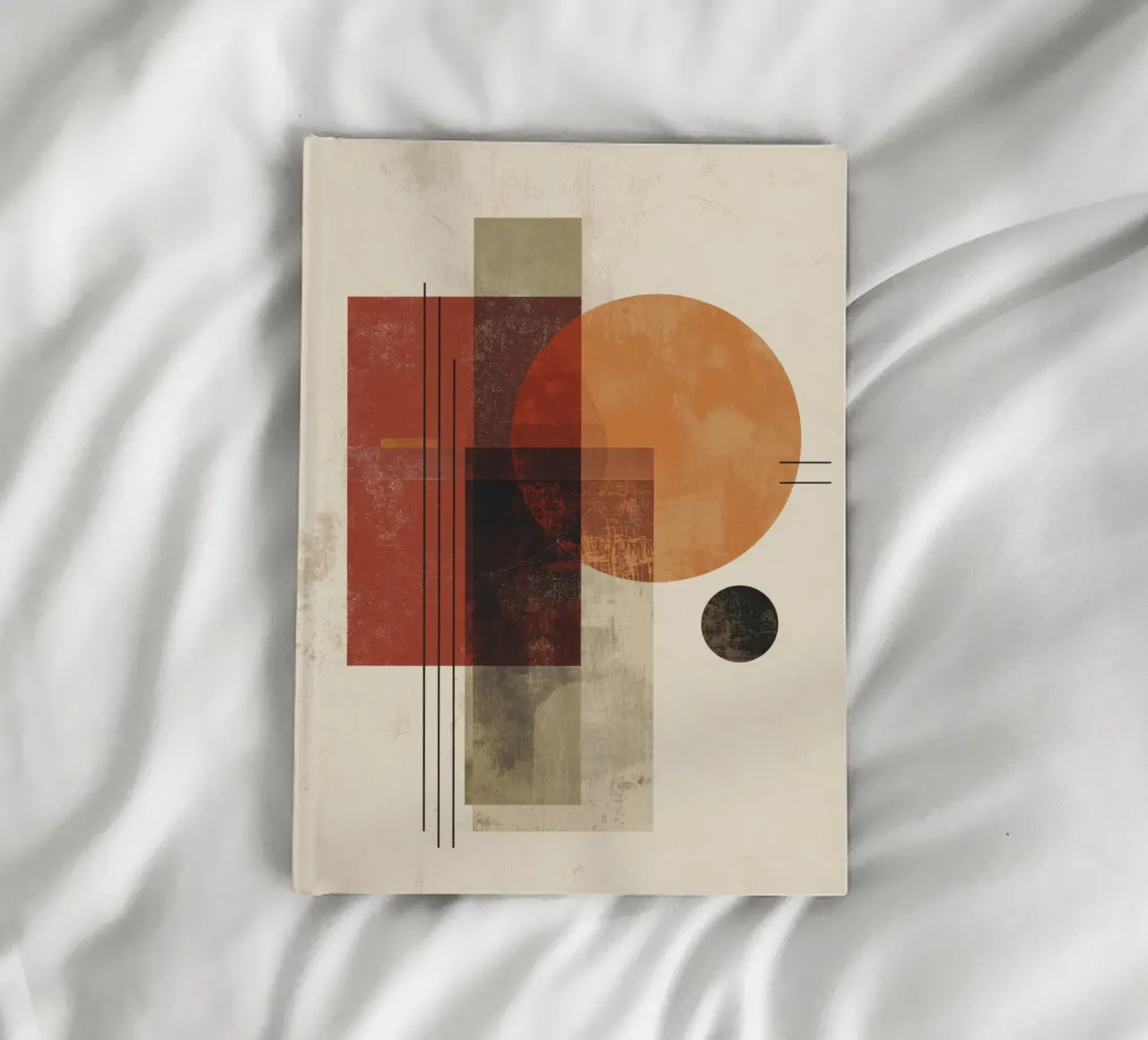 Retro Geometry Art in Rust and Beige notebook by Aralyn