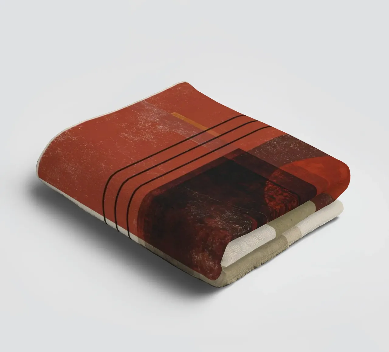 Retro Geometry Art in Rust and Beige towel by Aralyn