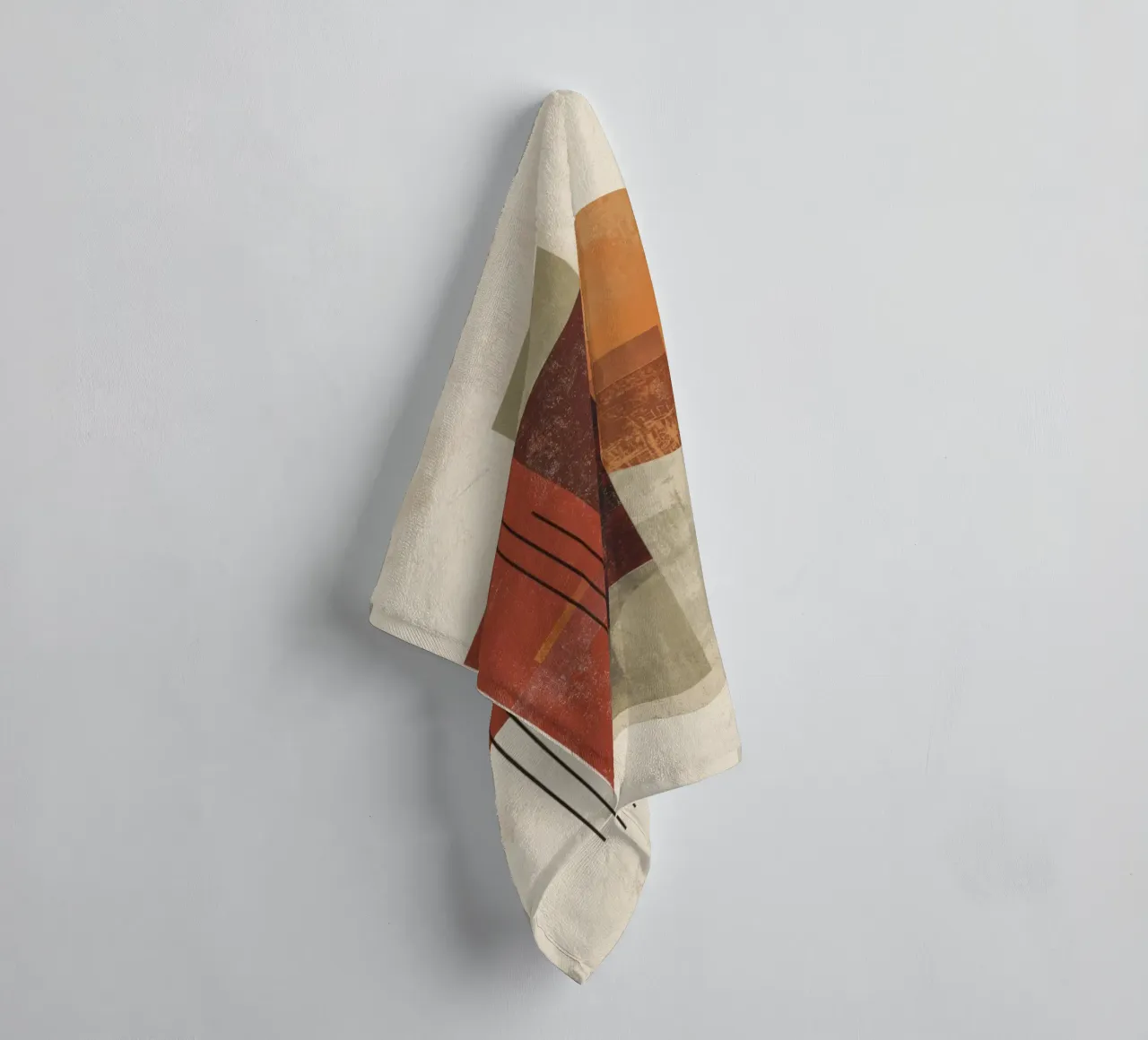 Retro Geometry Art in Rust and Beige towel by Aralyn
