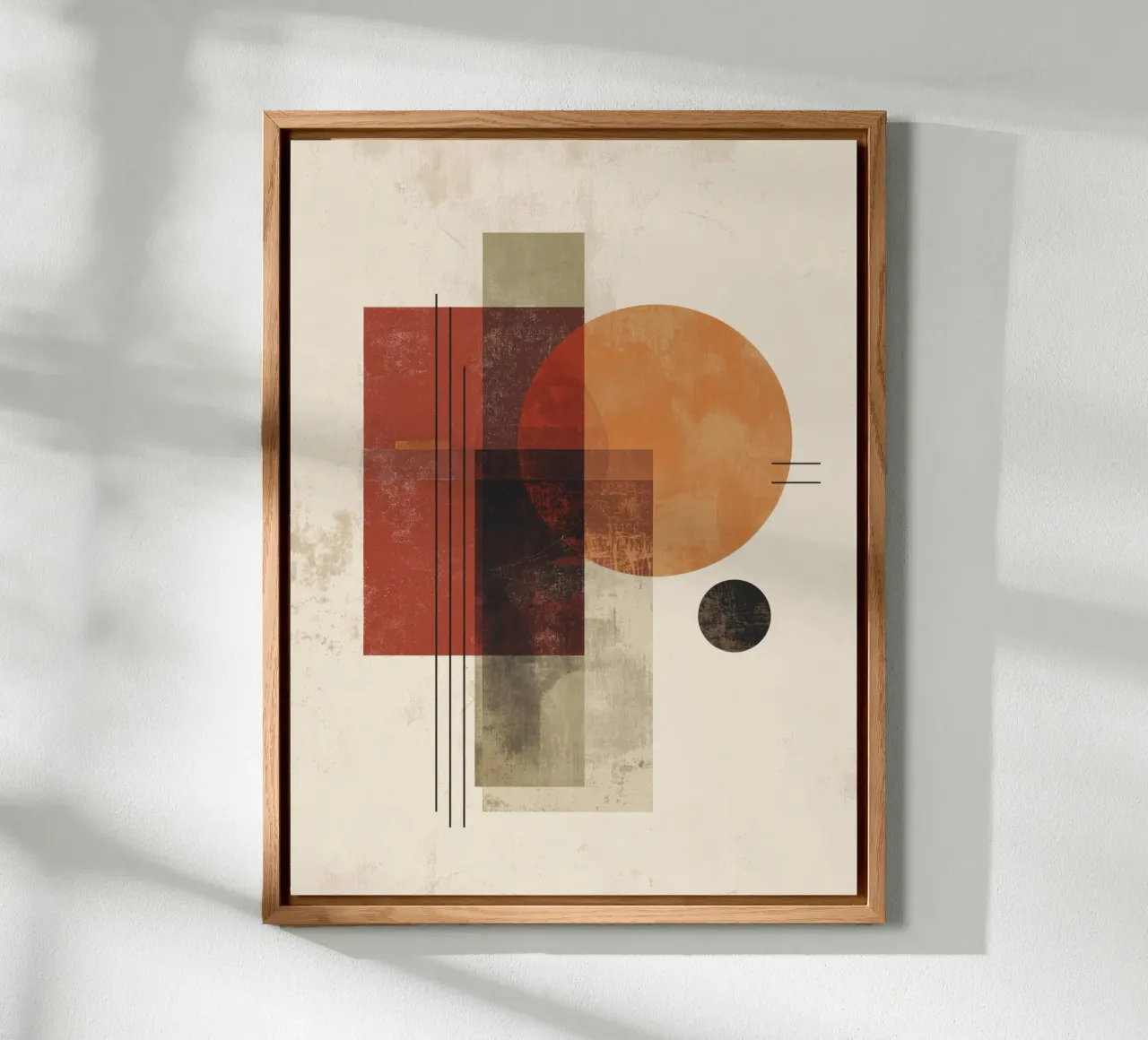 Retro Geometry Art in Rust and Beige alu-dibond by Aralyn