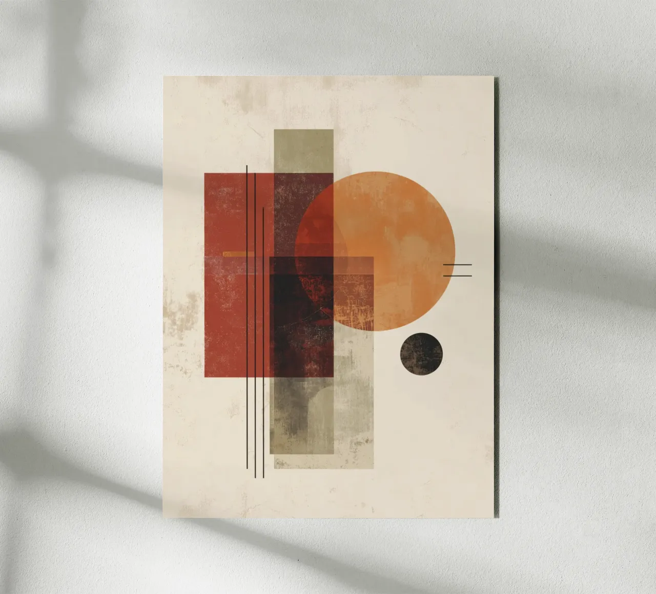Retro Geometry Art in Rust and Beige alu-dibond by Aralyn