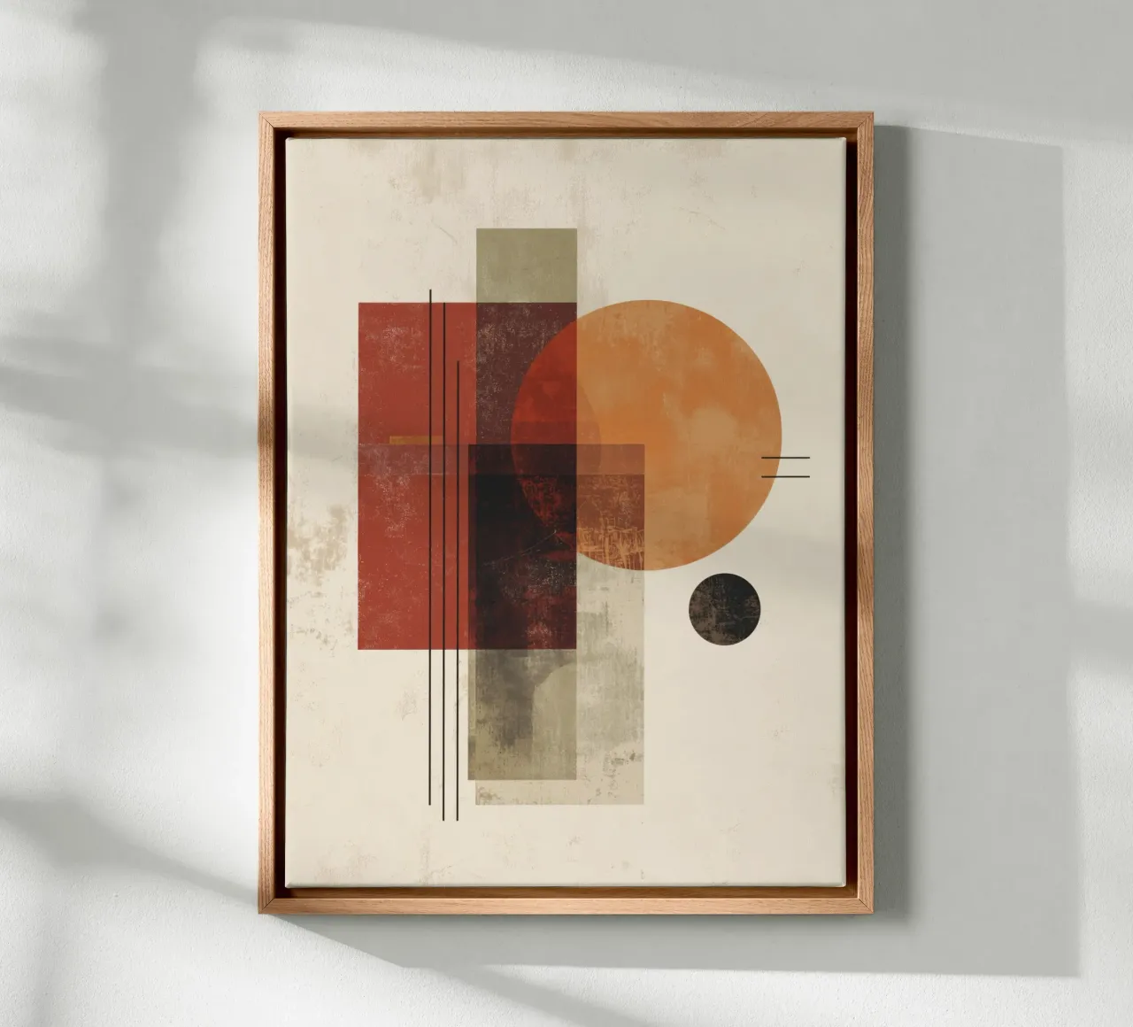 Retro Geometry Art in Rust and Beige canvas by Aralyn