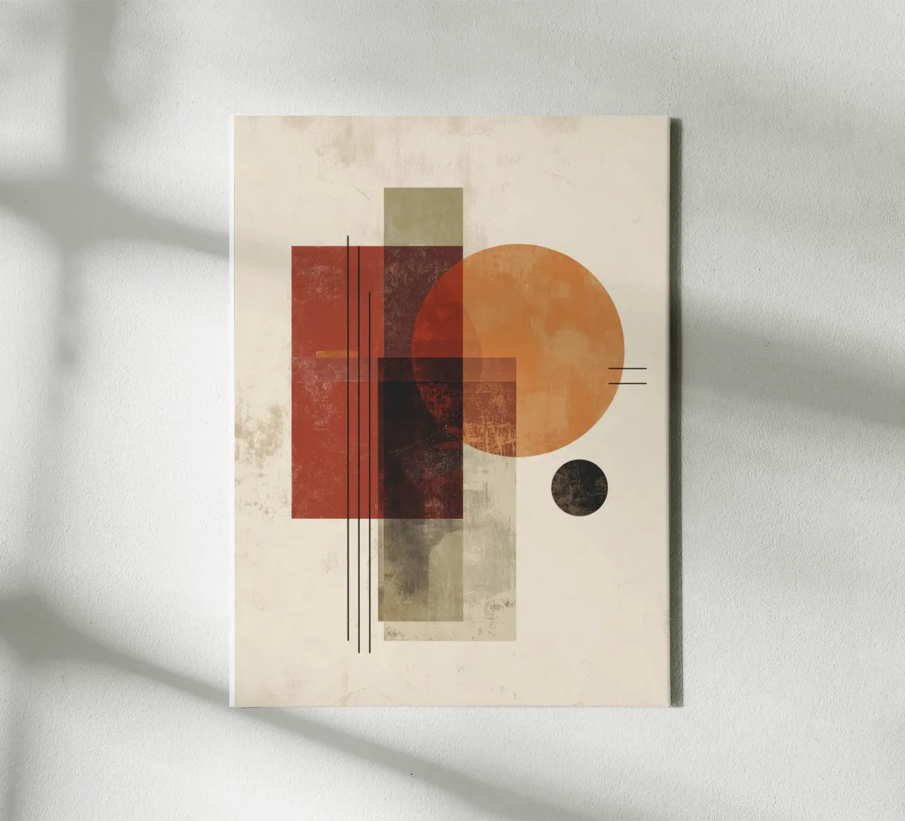 Retro Geometry Art in Rust and Beige canvas by Aralyn