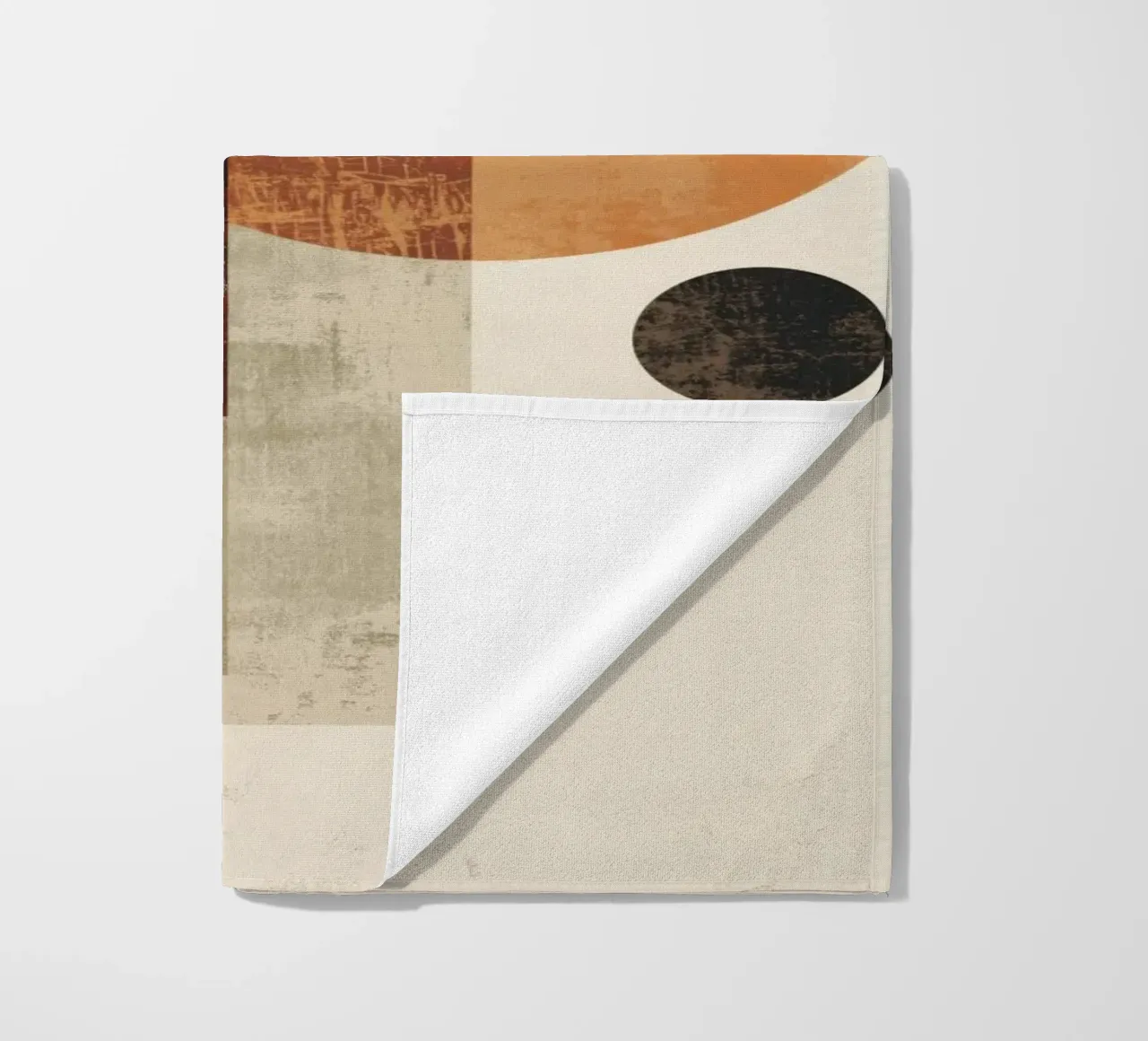 Retro Geometry Art in Rust and Beige beach towel by Aralyn