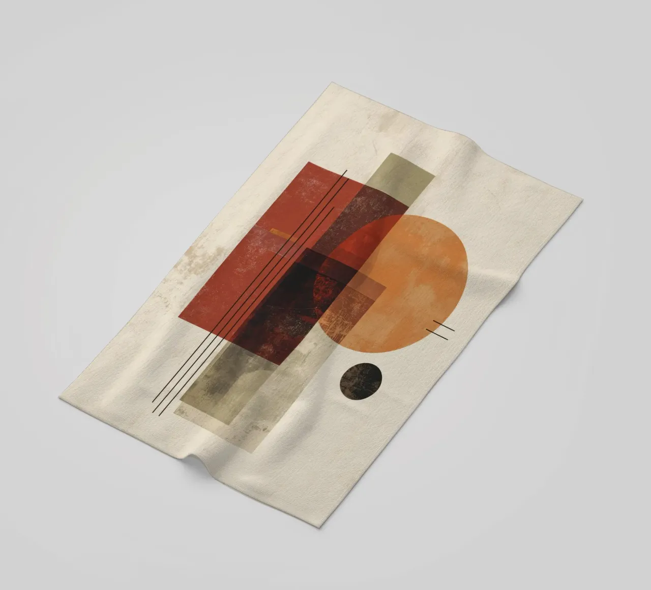 Retro Geometry Art in Rust and Beige beach towel by Aralyn