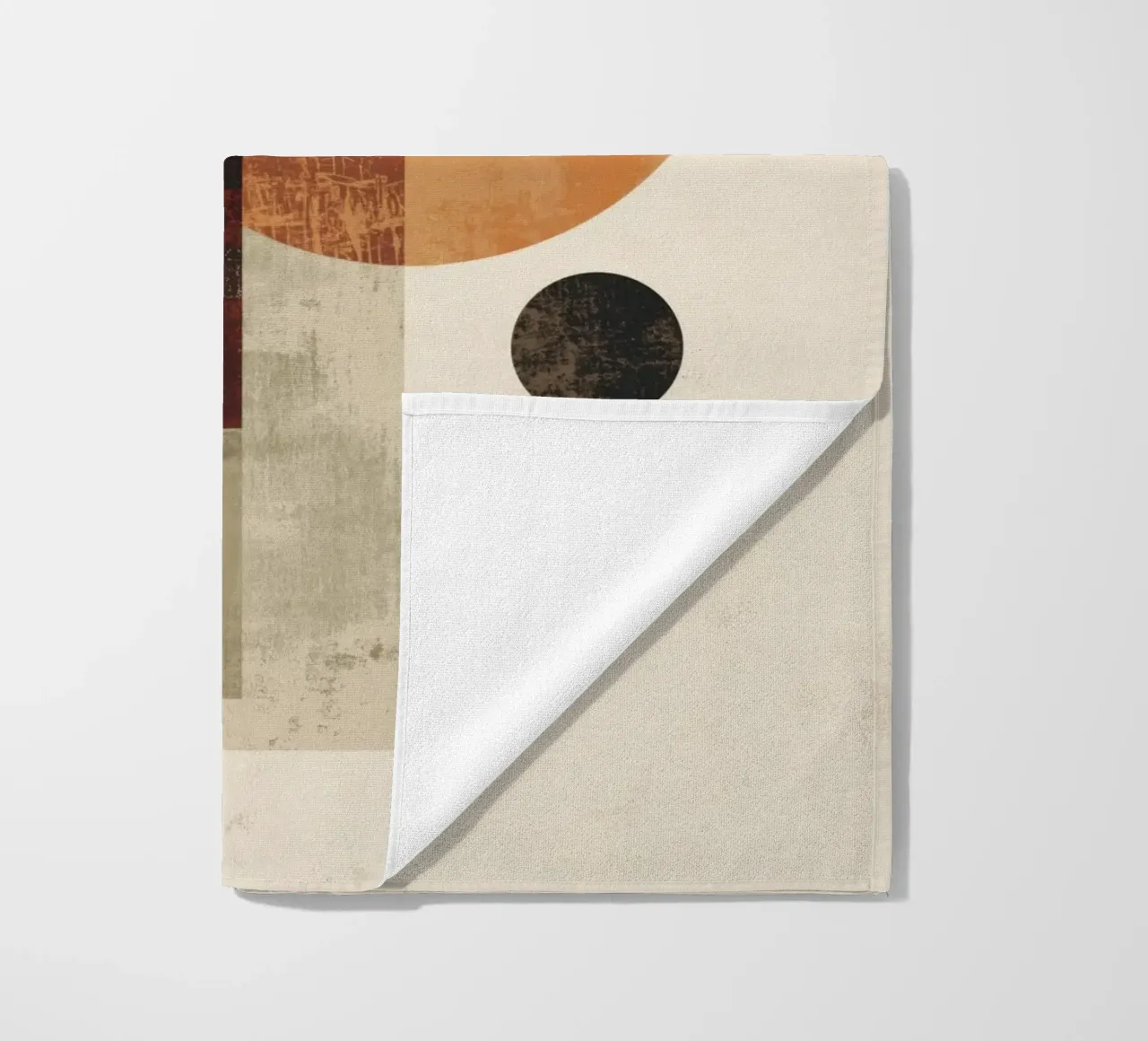 Retro Geometry Art in Rust and Beige beach towel by Aralyn