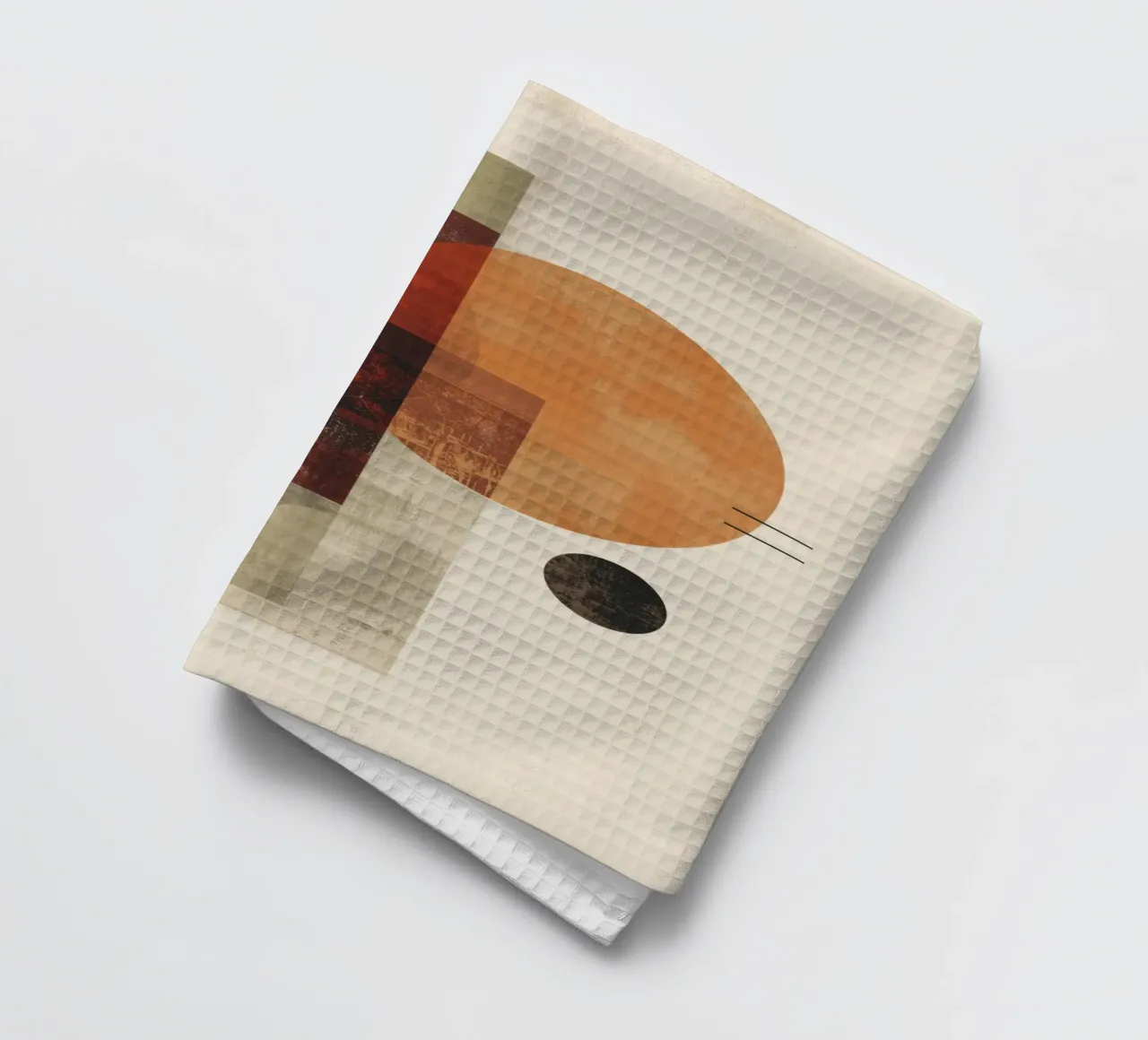 Retro Geometry Art in Rust and Beige tea towel by Aralyn