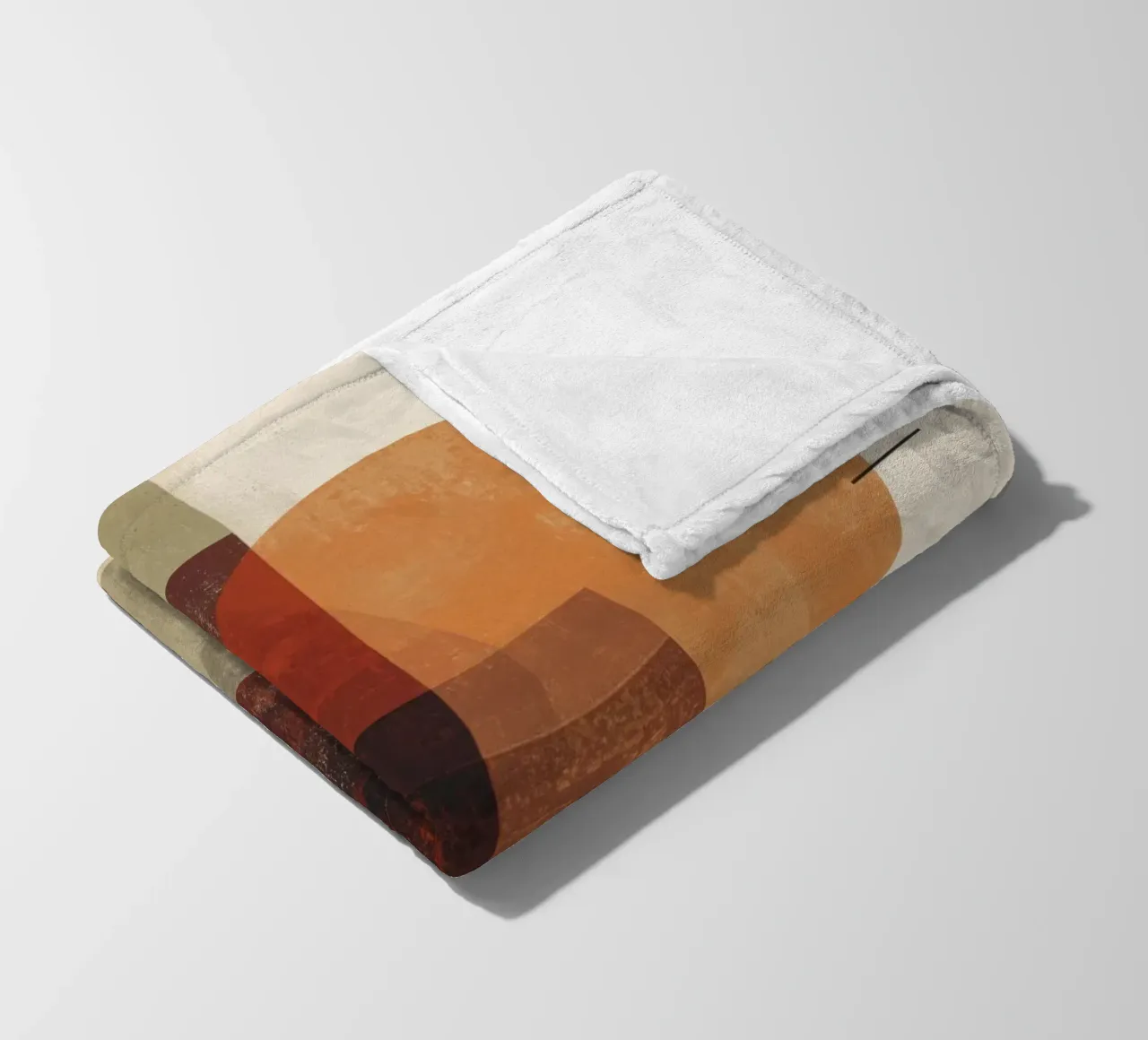 Retro Geometry Art in Rust and Beige fleece blanket by Aralyn