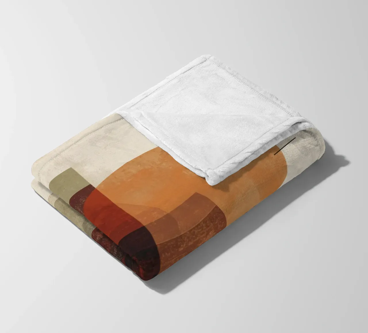 Retro Geometry Art in Rust and Beige fleece blanket by Aralyn