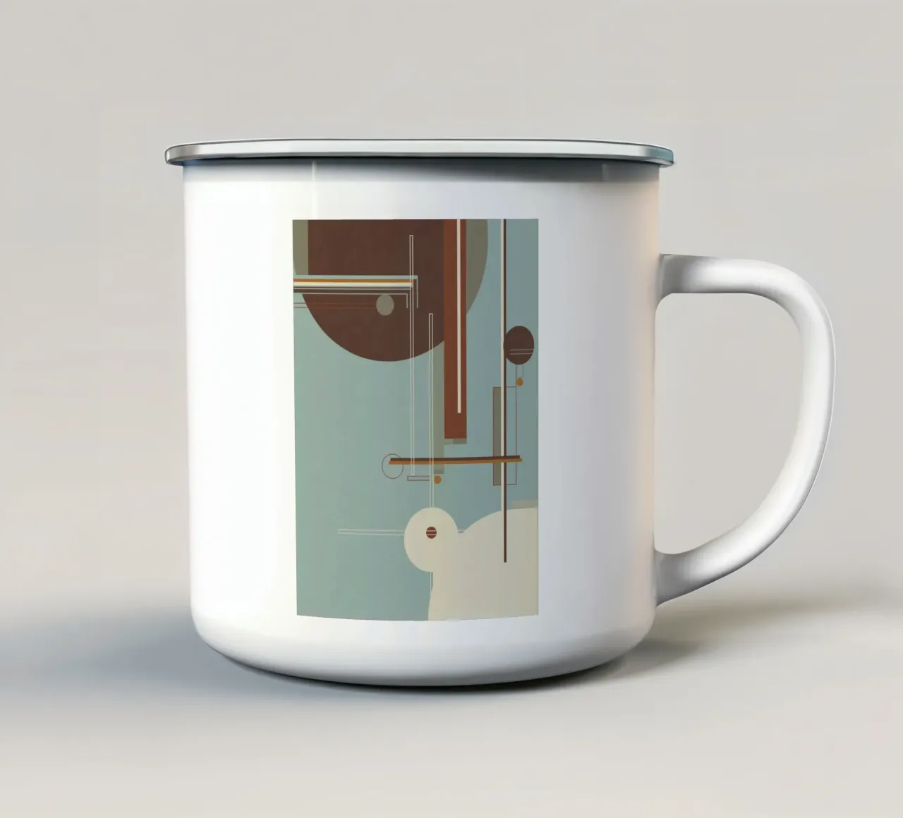 Astratto geometrico in blu e marrone tazza in smalto da Aralyn