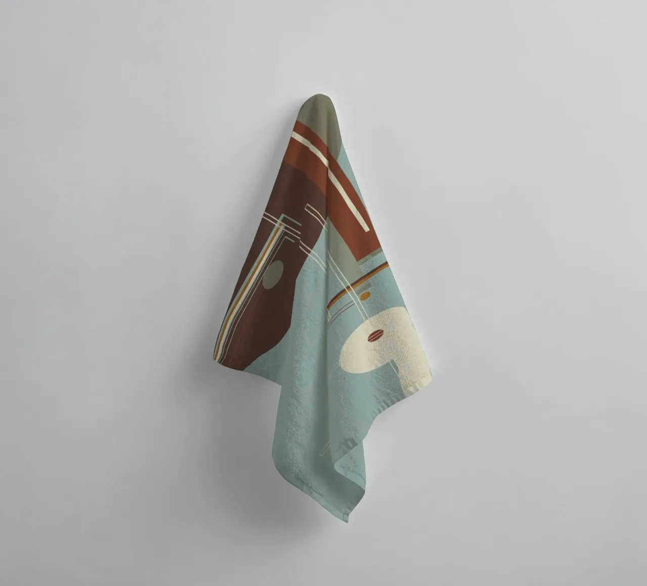 Geometrisch abstract in blauw en bruin badhanddoek van Aralyn