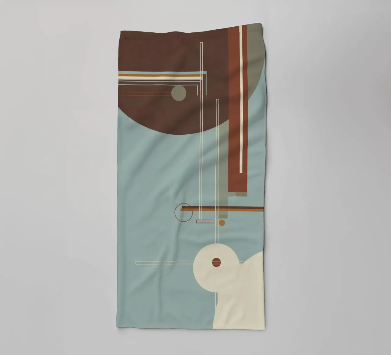 Geometrisch abstract in blauw en bruin badhanddoek van Aralyn