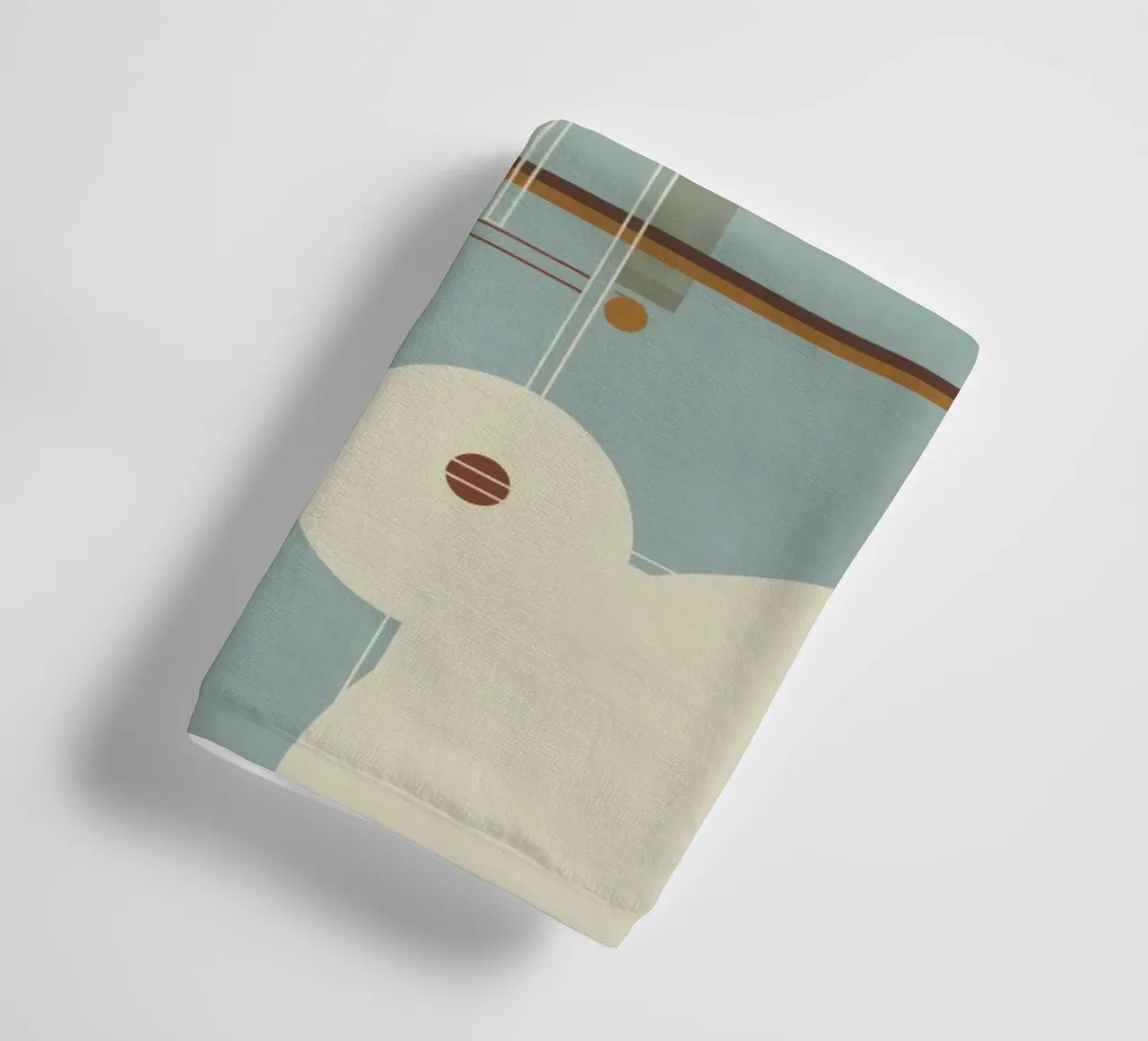 Geometrisch abstract in blauw en bruin badhanddoek van Aralyn