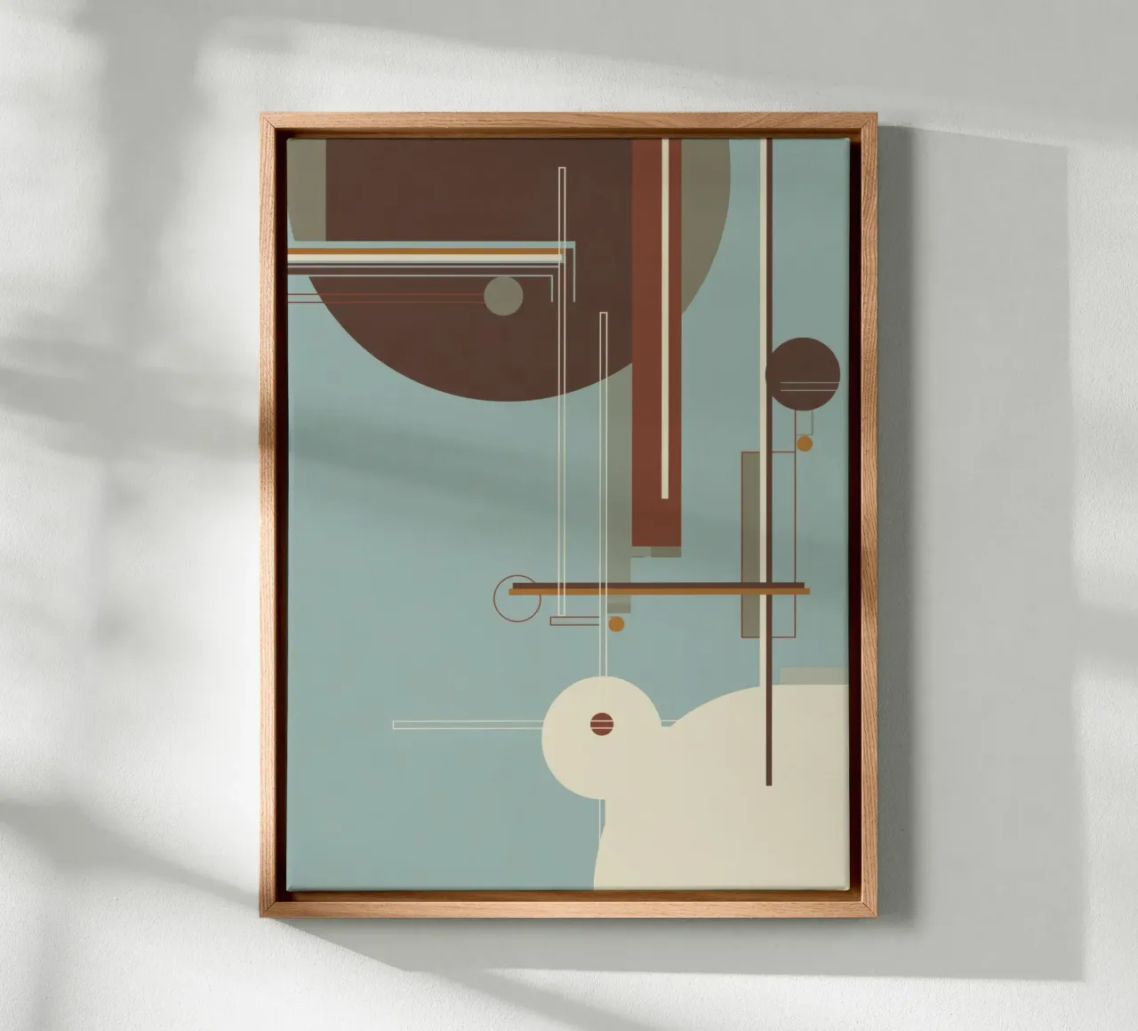 Geometrisch abstract in blauw en bruin canvas van Aralyn