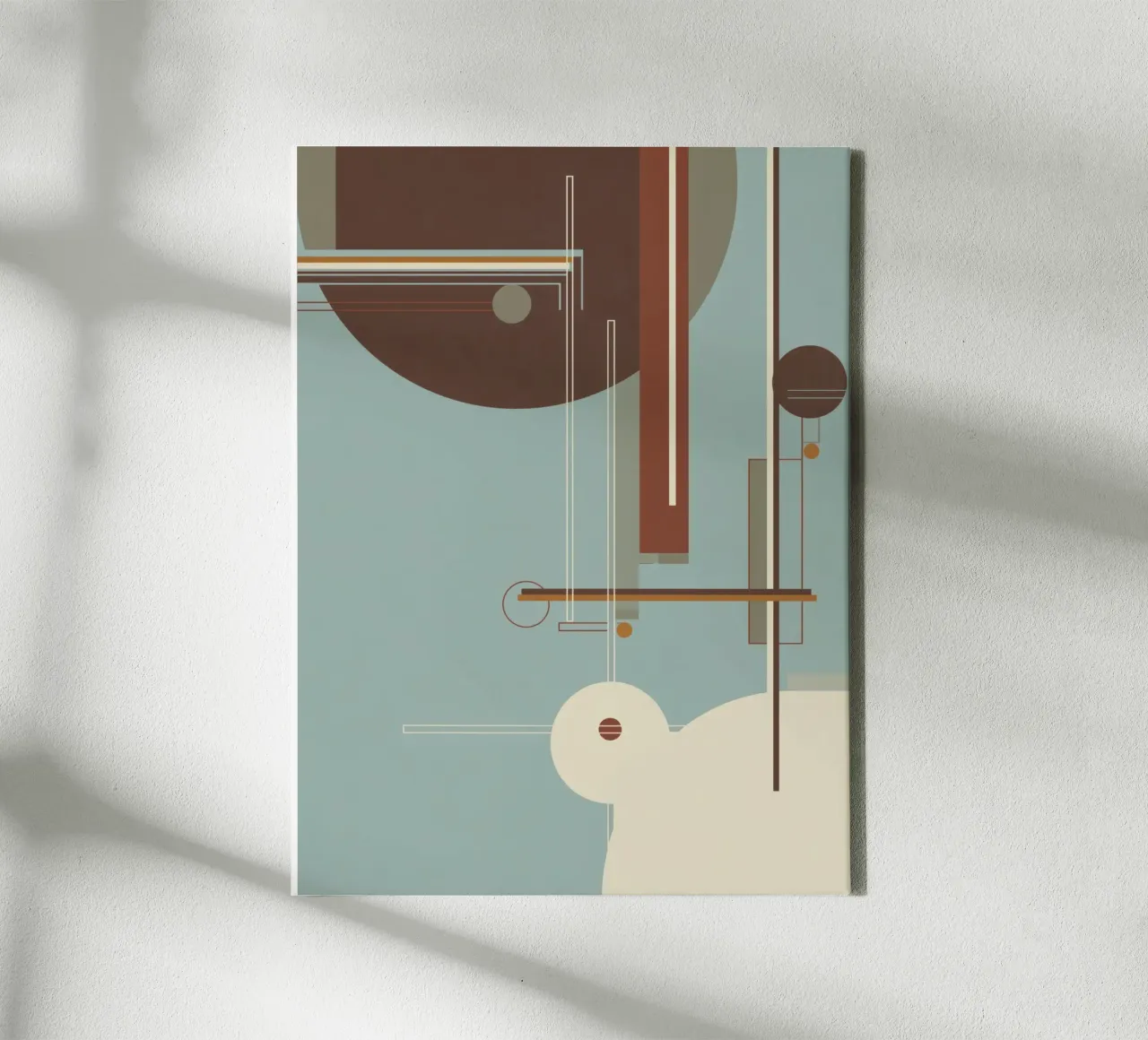 Geometrisch abstract in blauw en bruin canvas van Aralyn