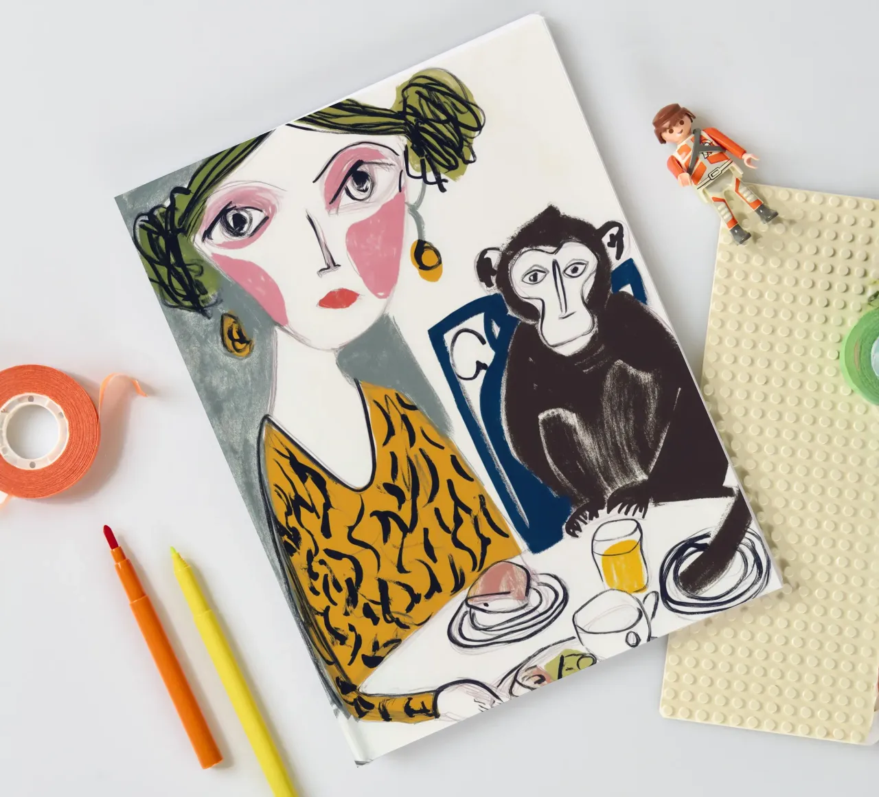 Breakfast with a friend | Surreal table scene notebook by Autofocus