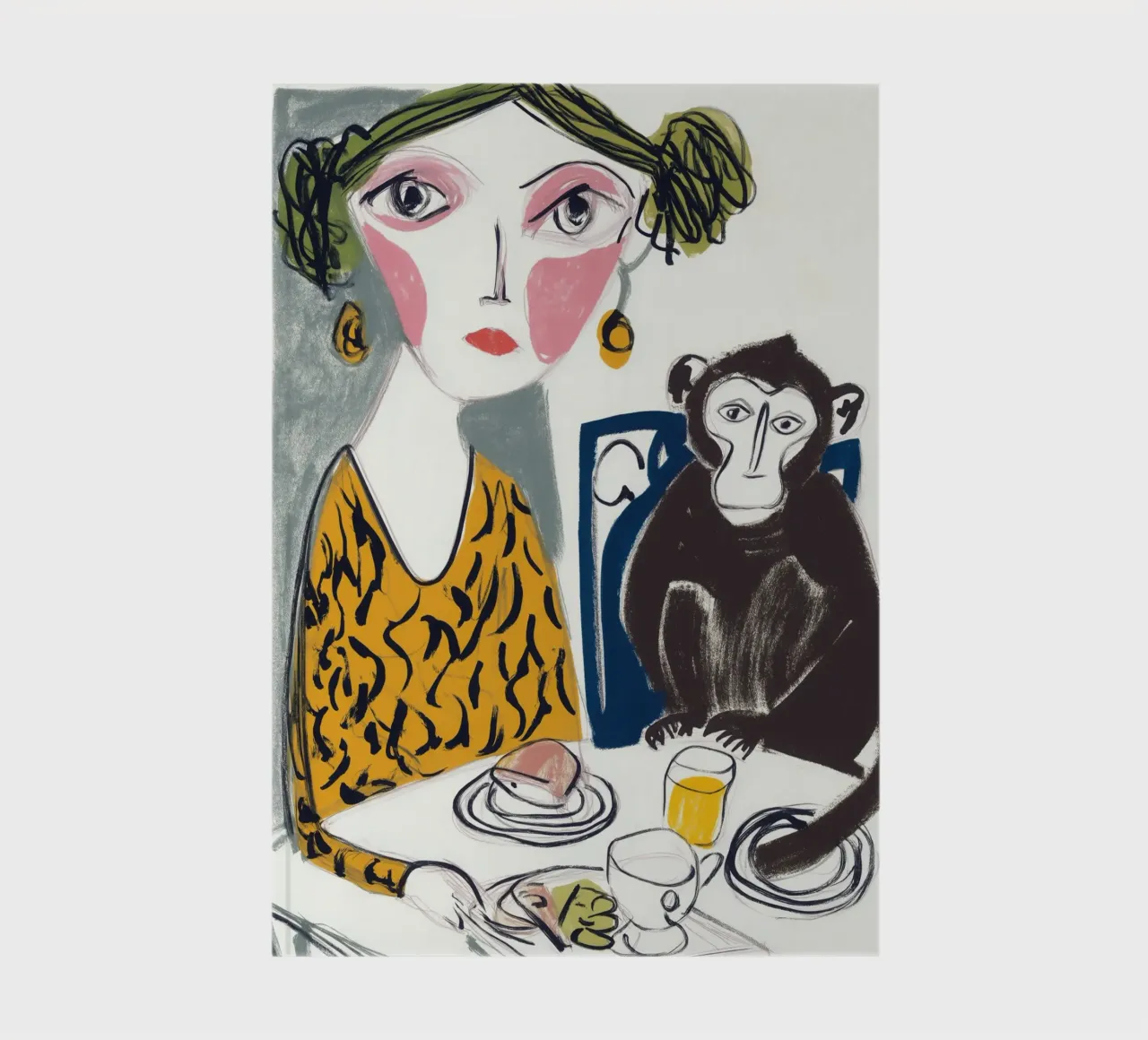 Breakfast with a friend | Surreal table scene notebook by Autofocus