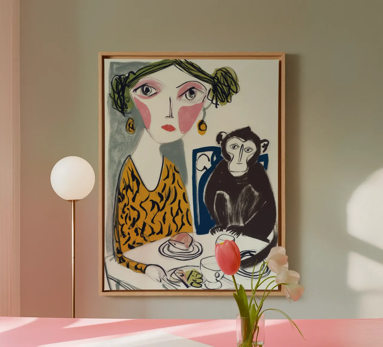 Breakfast with a friend | Surreal table scene canvas by Autofocus