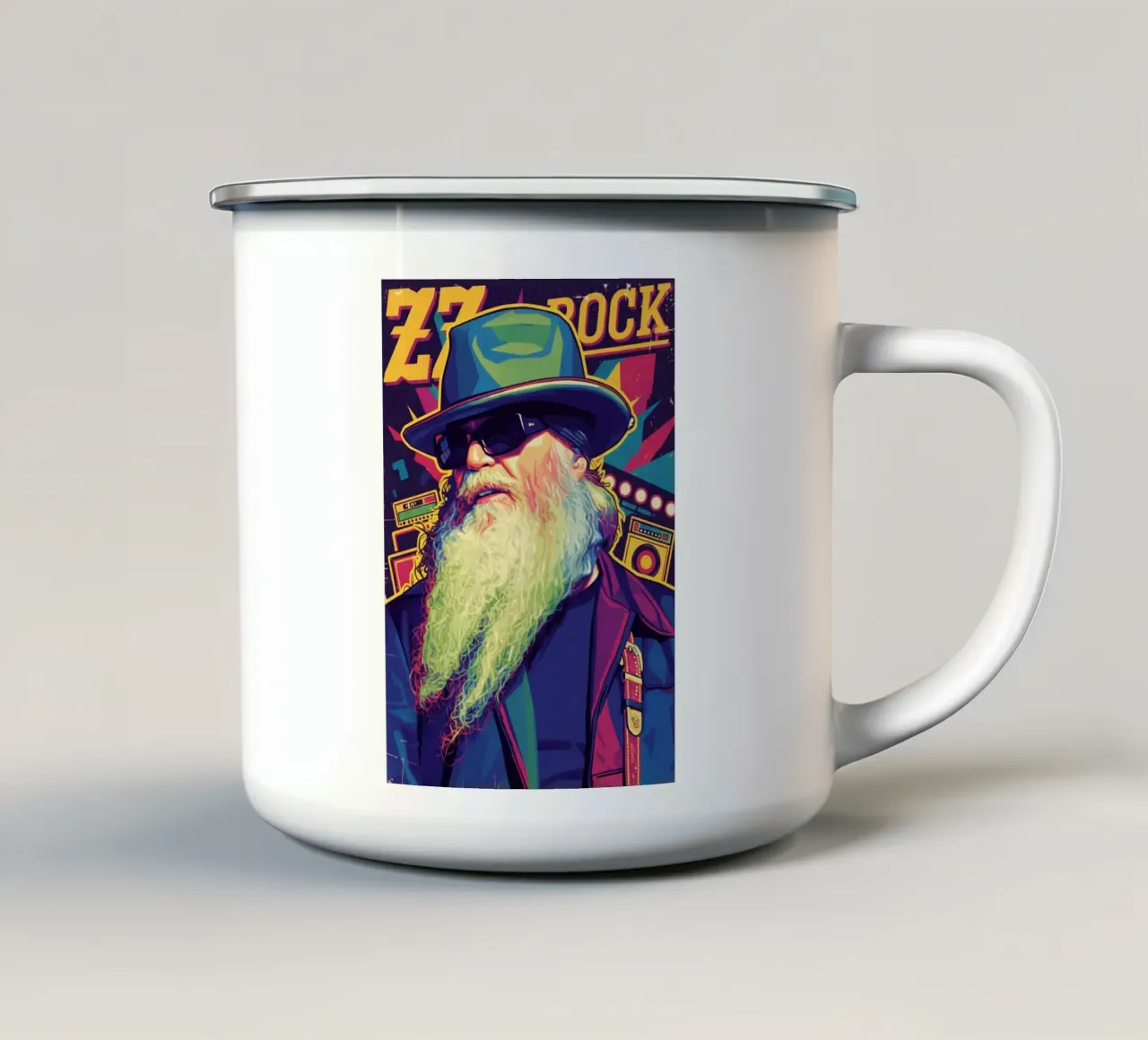 Arte tributo a Dusty Hill tazza in smalto da Hantamrata