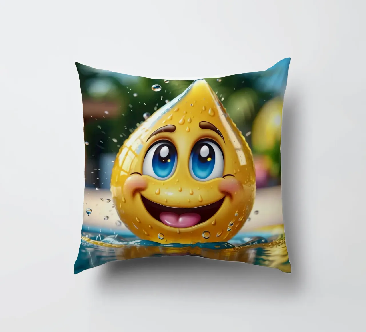 Emoji in acqua_1 cuscino da AI-Portraits by LK
