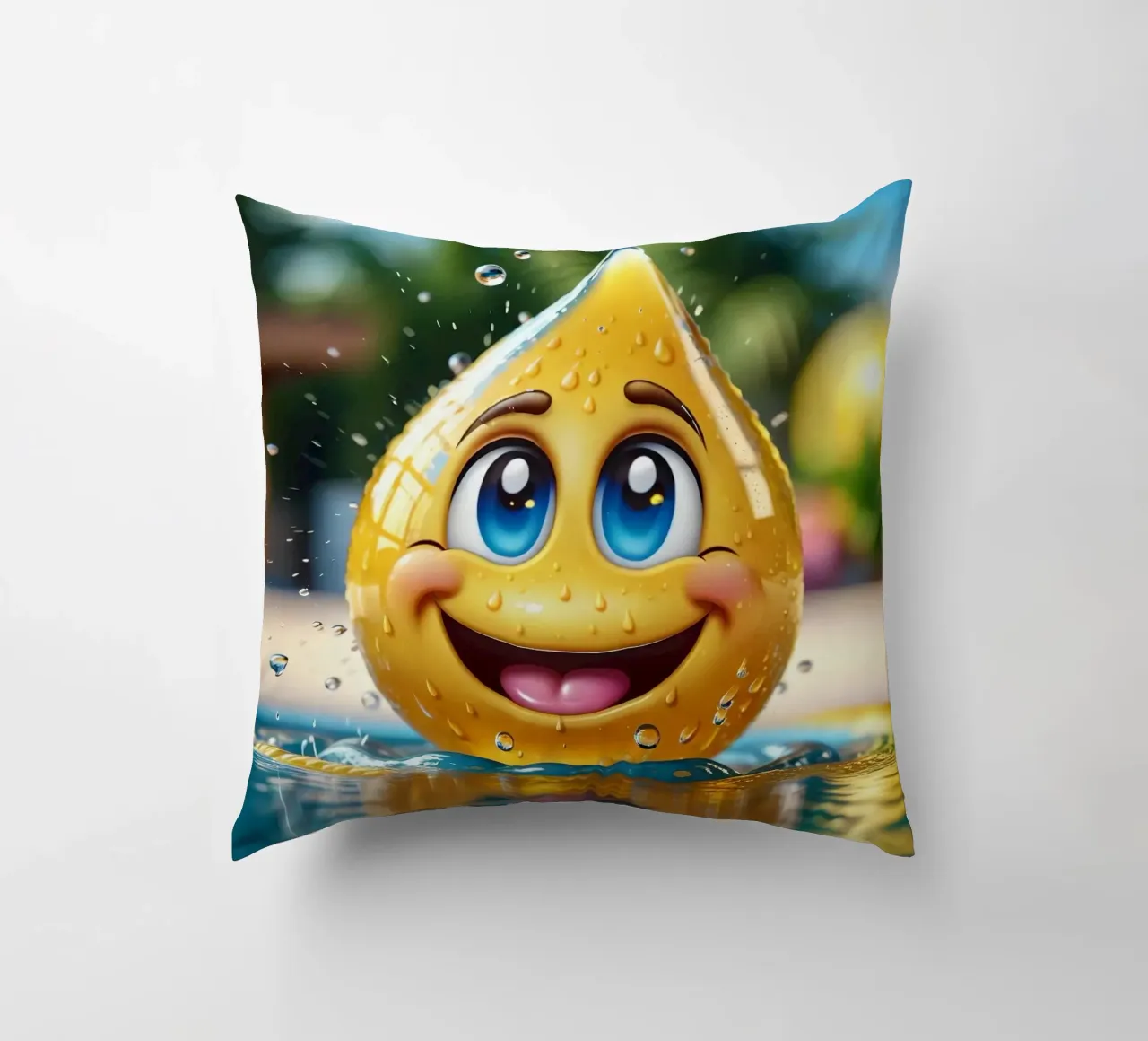 Emoji in acqua_1 cuscino da AI-Portraits by LK