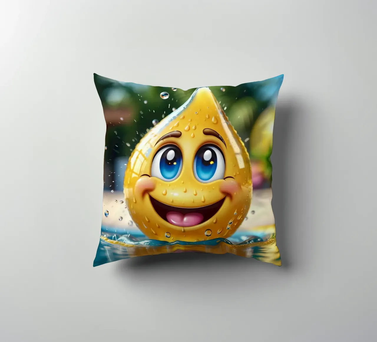 Emoji in acqua_1 cuscino da AI-Portraits by LK