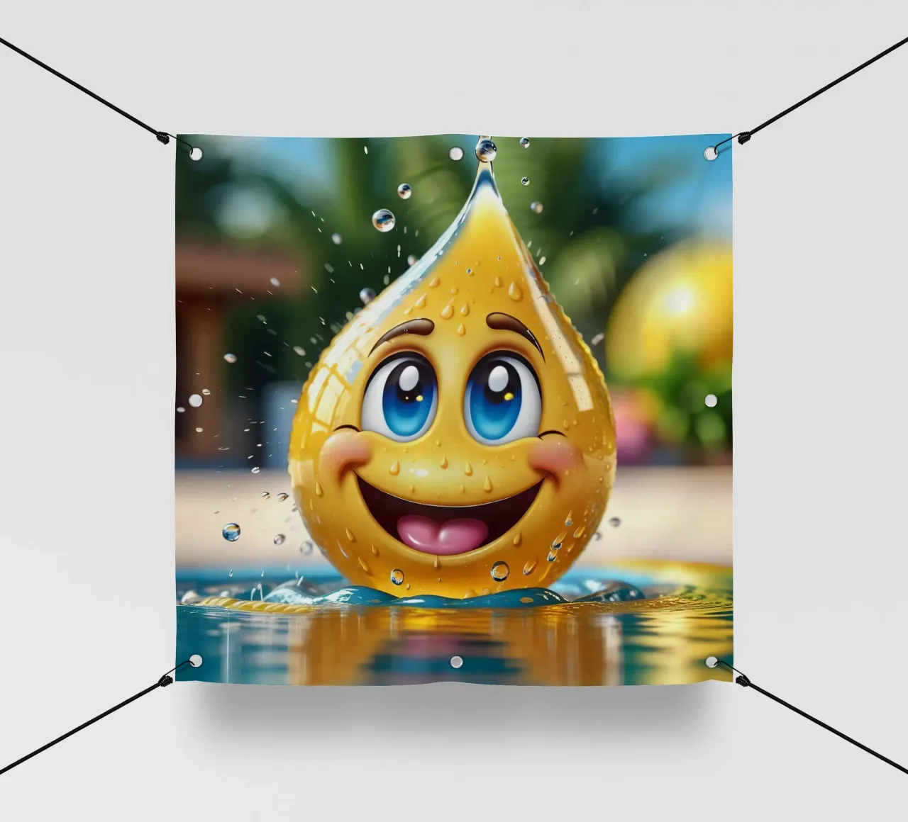 Emoji in acqua_1 telo in pvc da AI-Portraits by LK
