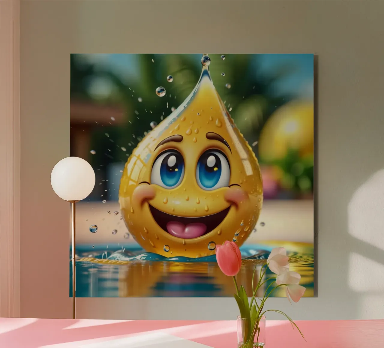 Emoji in acqua_1 alluminio dibond da AI-Portraits by LK