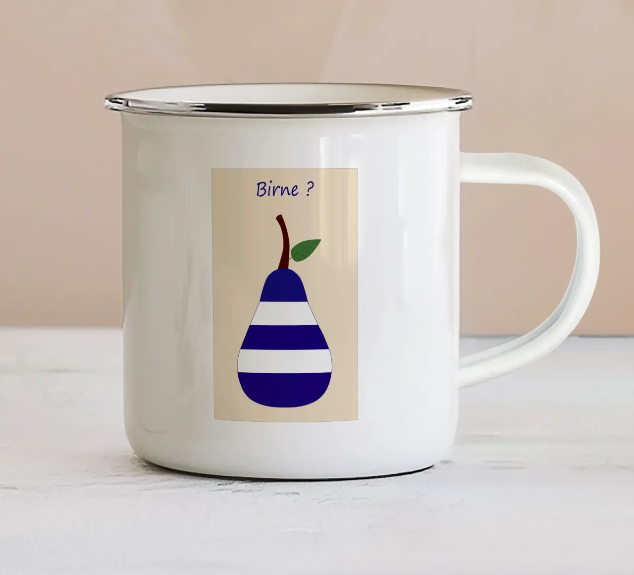 Blu pera bianco tazza in smalto da SunflowerDE
