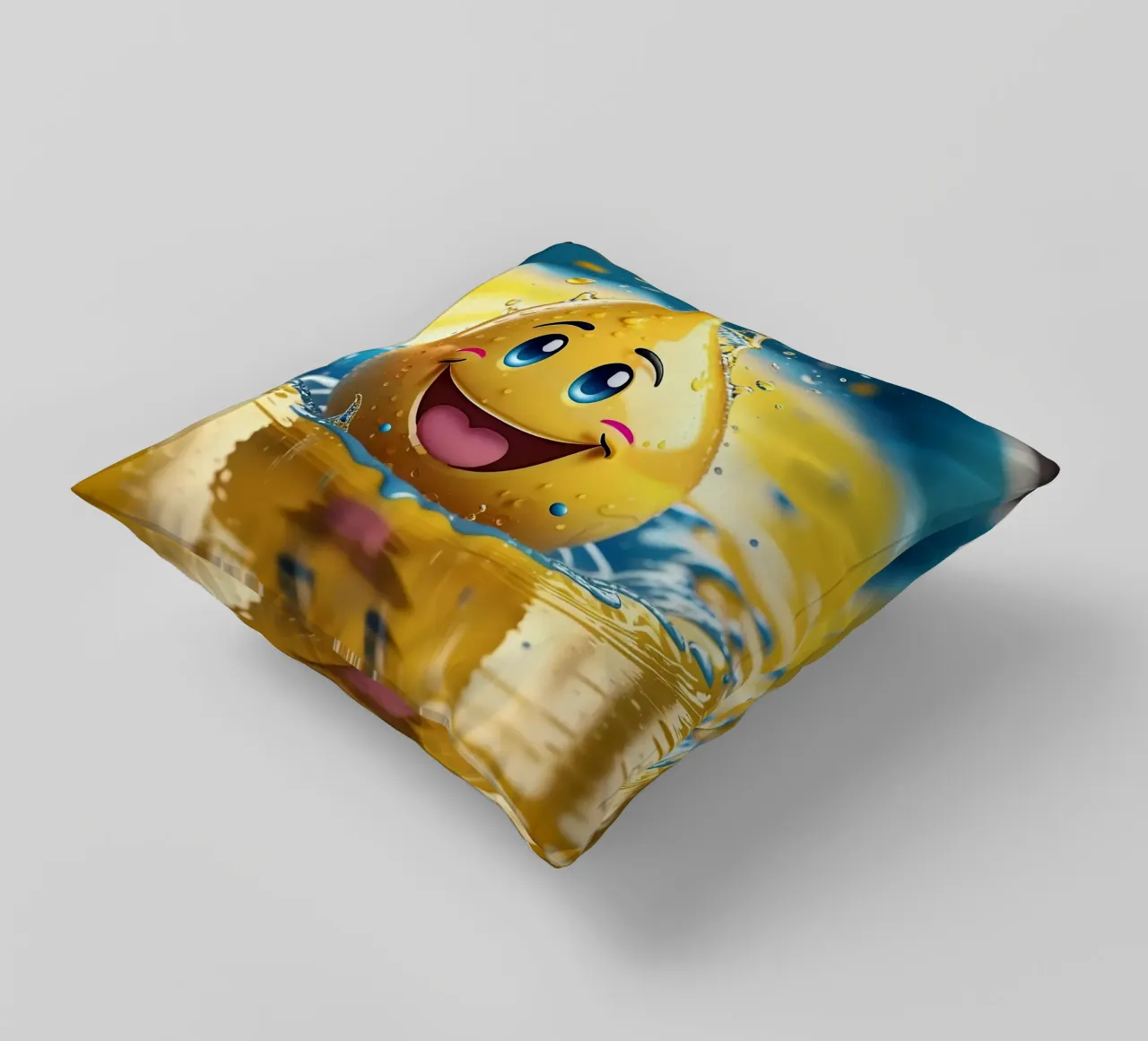 Emoji in acqua_2 cuscino da AI-Portraits by LK