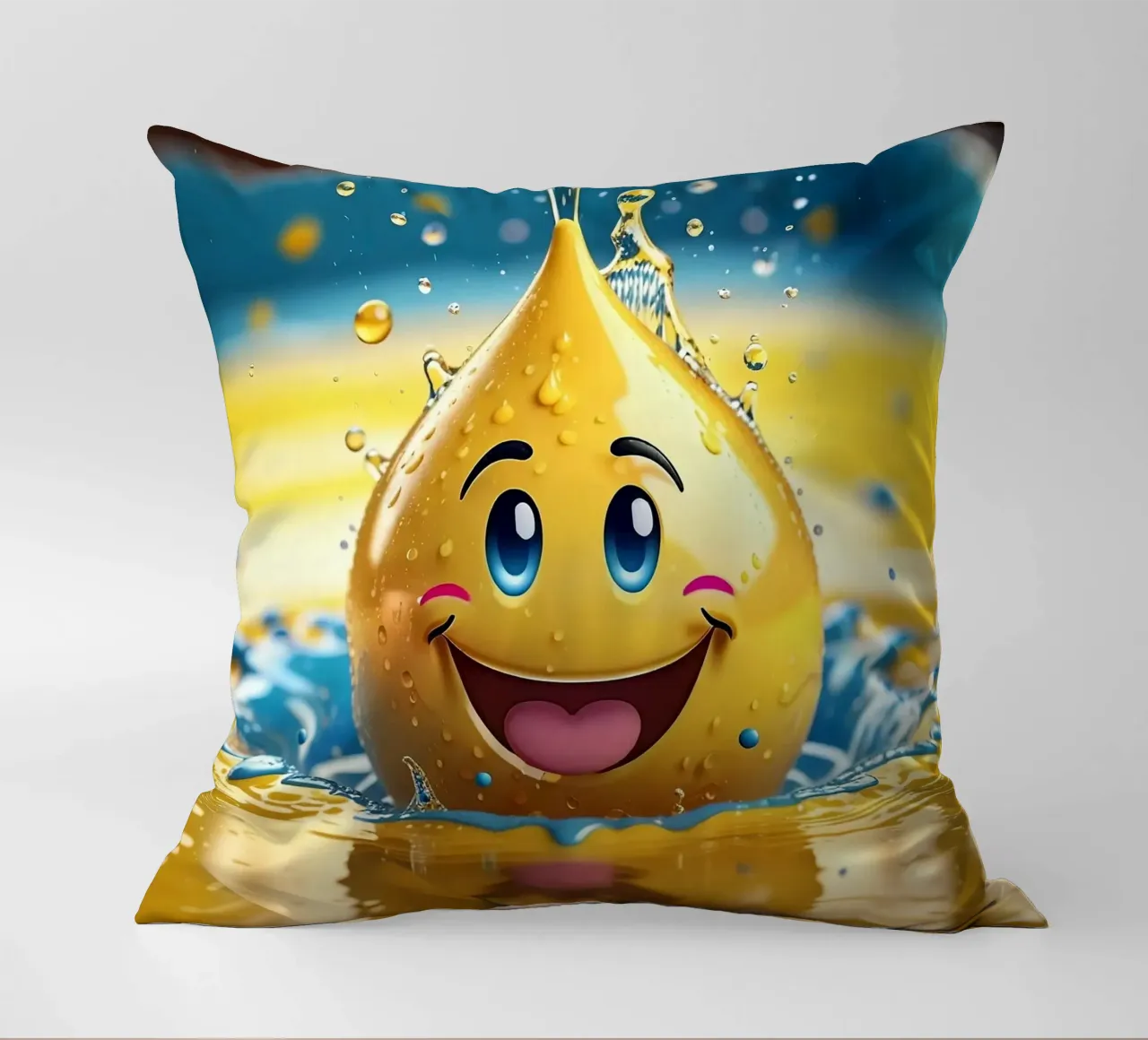 Emoji in acqua_2 cuscino da AI-Portraits by LK