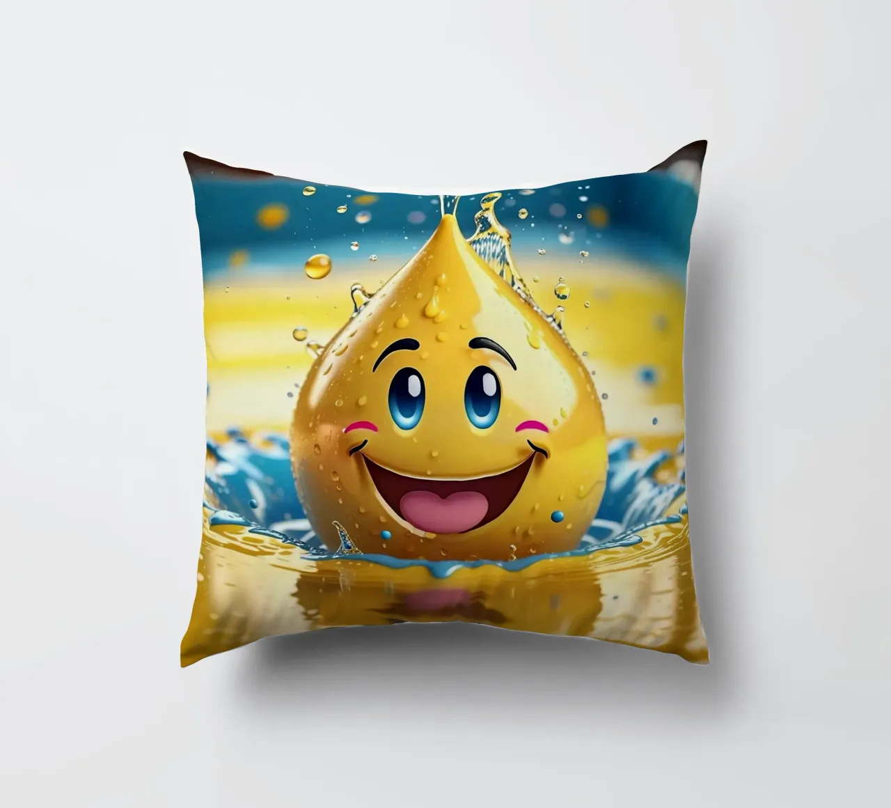 Emoji in acqua_2 cuscino da AI-Portraits by LK