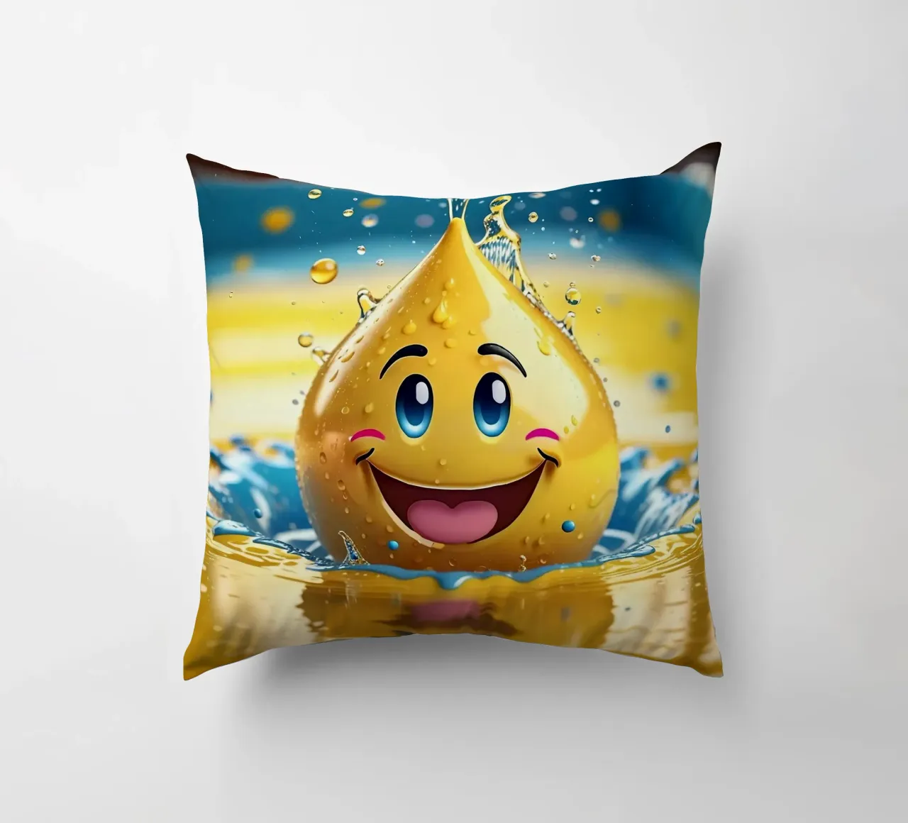 Emoji in acqua_2 cuscino da AI-Portraits by LK
